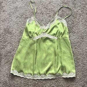 Lace Trim Green Tank Top
